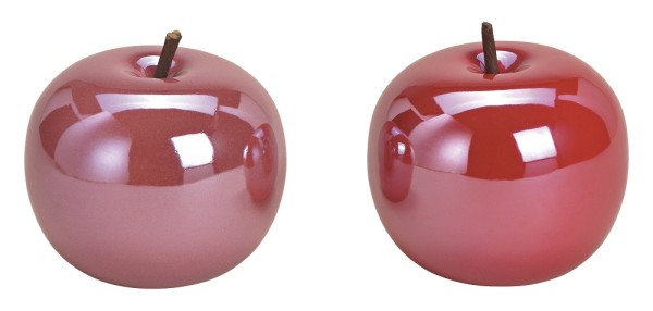 Deko Apfel Set Keramik rot & rosa 9cm 2 Stk.