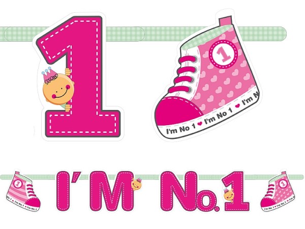 Kindergeburtstag Girlande I'M No. 1 pink