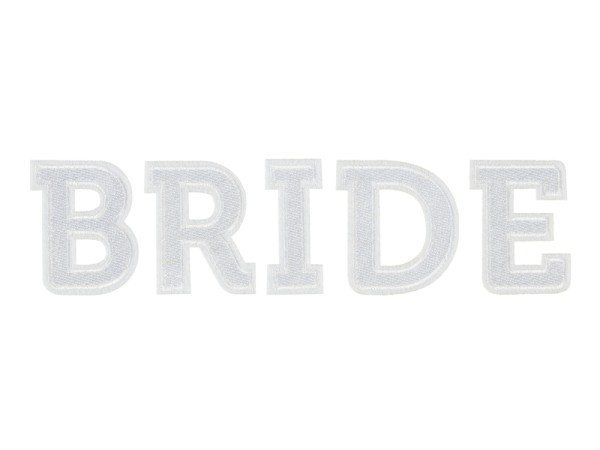 DIY Bügelmotiv BRIDE weiß 24cm x 6cm