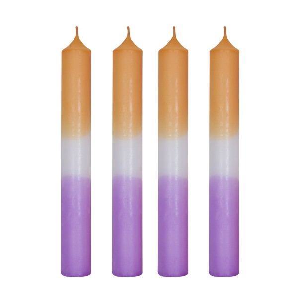 Dip Dye Kerze orange violett 4 Stück