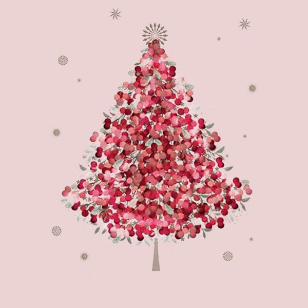 Weihnachtsservietten Seasonal Tree rosa 20 Stk.