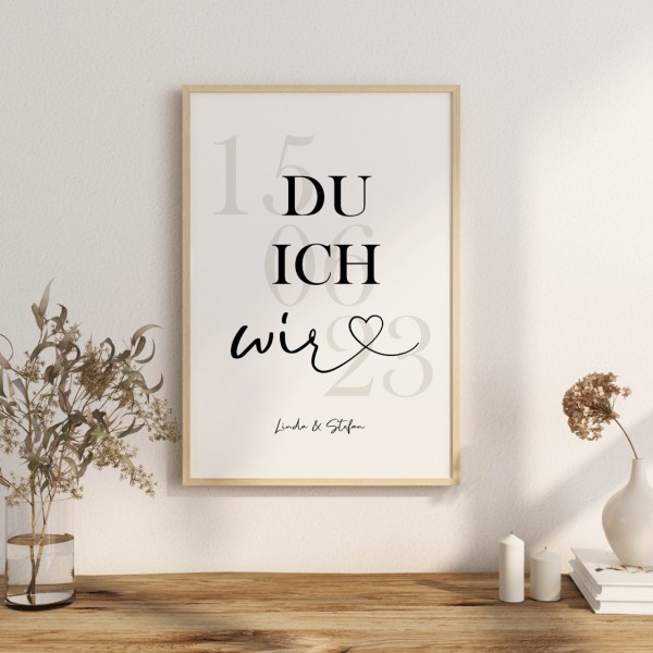 Poster Hochzeit personalisiert "Du Ich Wir"