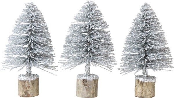 Glitzerbäume in Silber, Set 3 Stk.