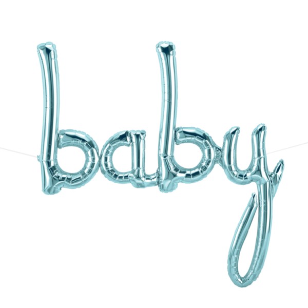 Script Folienballon baby blau metallic