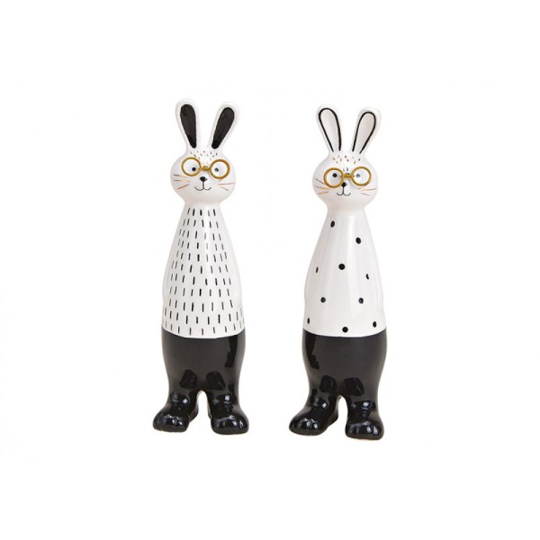 Dekofiguren Hasen schwarz & weiß 2er Set