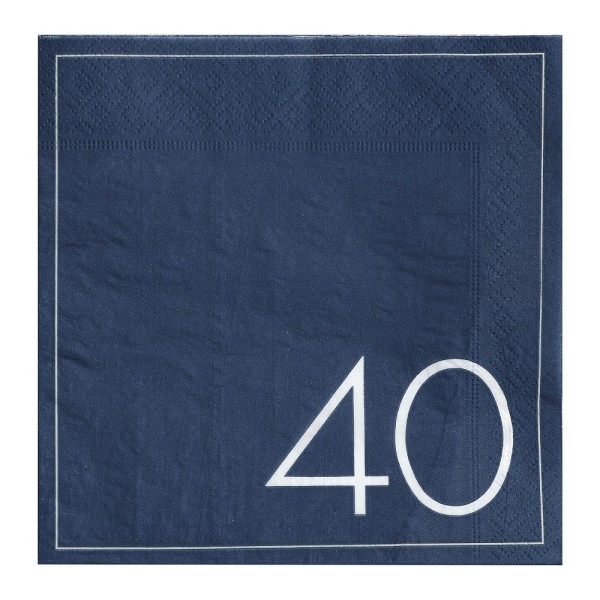 Servietten 40. Geburtstag blau-weiß 16 Stk.