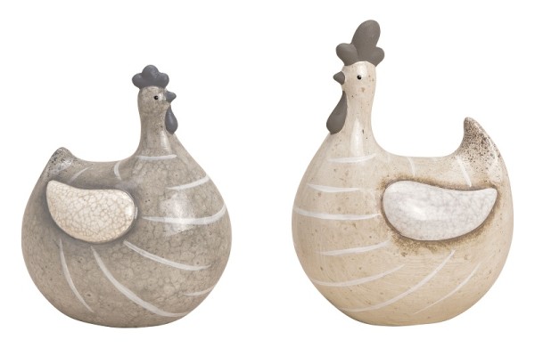 Dekofigur Huhn aus Keramik 2er Set