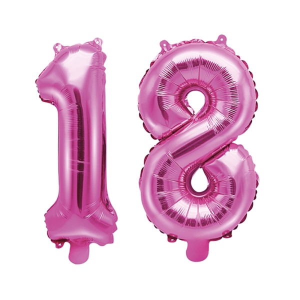 Folienballon ZAHL 18 pink 35 cm