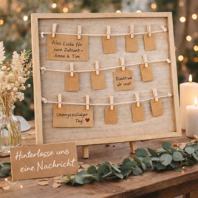 G&auml;stebuch Rahmen mit Leine &amp; Anh&auml;nger