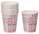 Partybecher Happy Birthday Pink | Grau