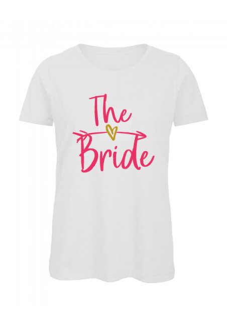 JGA T-Shirt THE BRIDE pink-gold  Wei&szlig; S (Small)