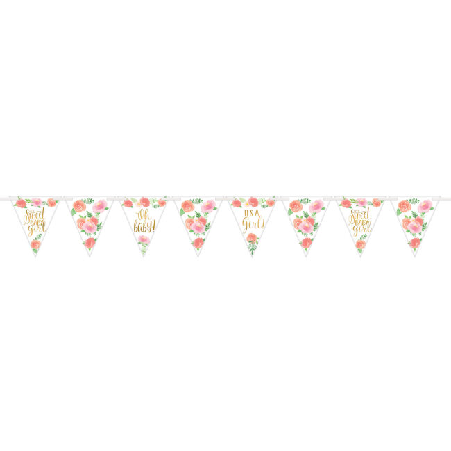 Wimpelgirlande Floral Baby Party Girl