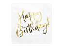 Servietten Happy Birthday weiss-gold