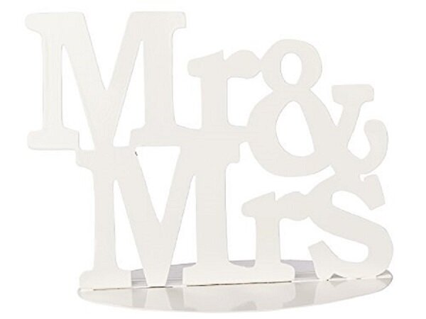 Metall Aufsteller Hochzeit MR &amp; MRS weiss