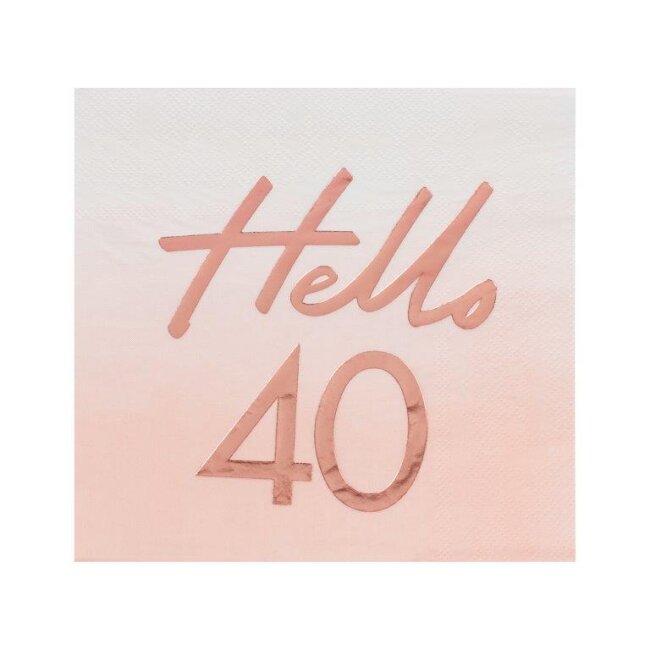Servietten Geburtstag Hello 40 rosegold
