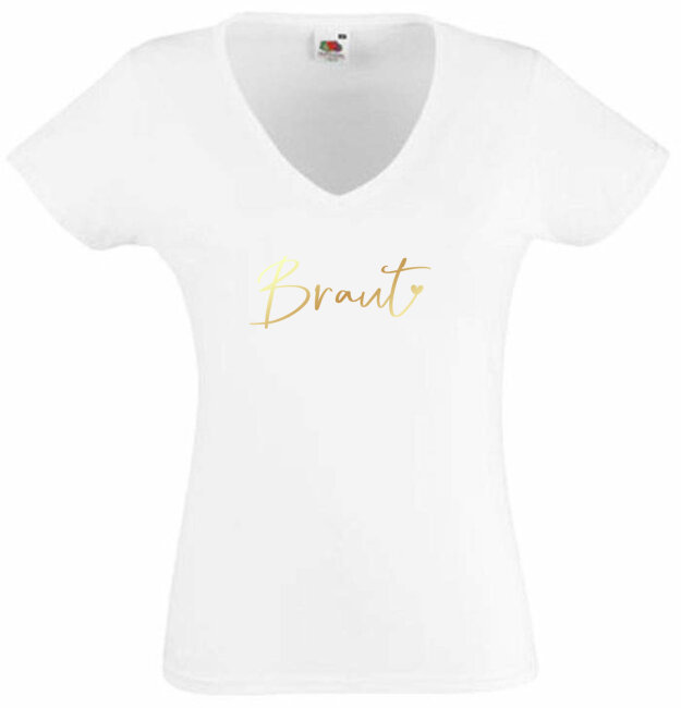 JGA T-Shirt BRAUT gold  Wei&szlig; XXL (XX-Large)