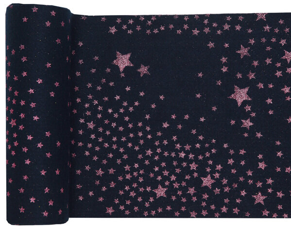 Tischl&auml;ufer Weihnachten mit Sternen Blau/Pink 3 m x 30 cm