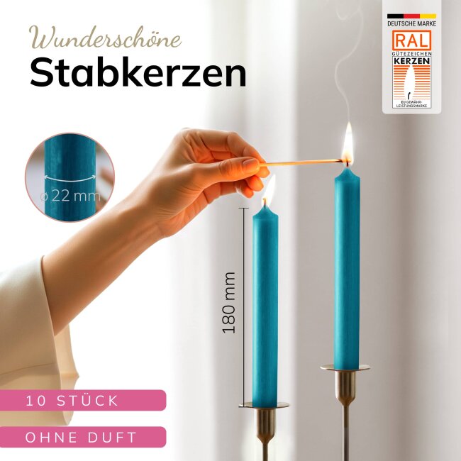 Stabkerzen petrol 10 St&uuml;ck