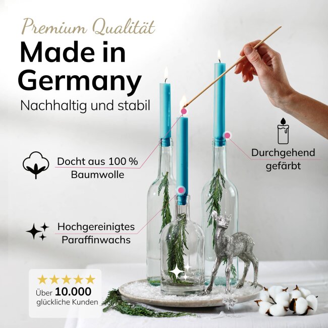 Stabkerzen petrol 10 St&uuml;ck