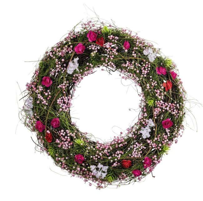 Osterkranz mit Blumen pink &Oslash; 30 cm