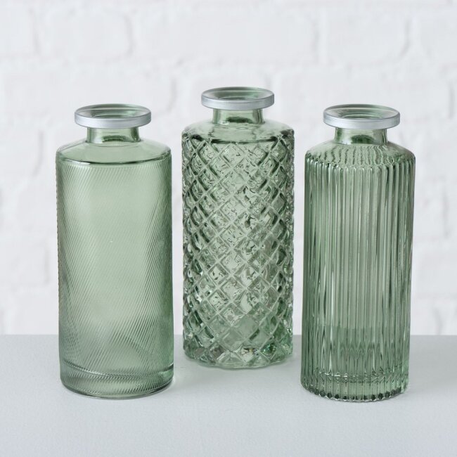 3-tlg. Set Vase Adore gr&uuml;n H13cm &Oslash; 5cm
