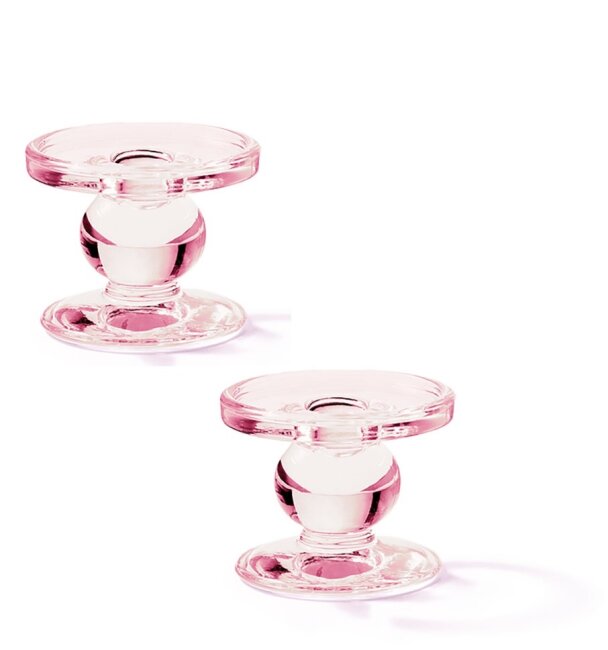 Kerzenhalter Glas rosa 2 Stk.