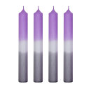 Dip Dye Kerze violett grau 4 St&uuml;ck