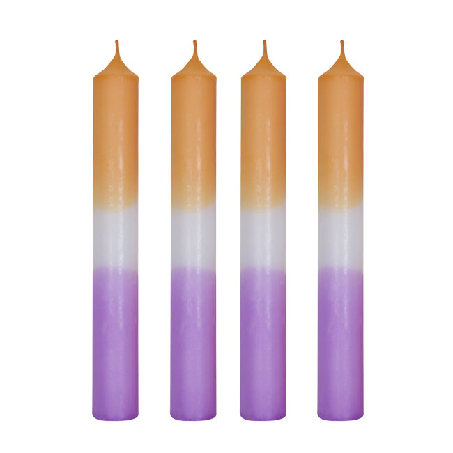 Dip Dye Kerze orange violett 4 St&uuml;ck