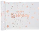 Tischläufer Happy Birthday weiss-roségold 5m