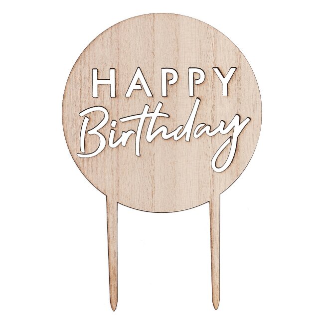 Tortenstecker Happy Birthday Holz