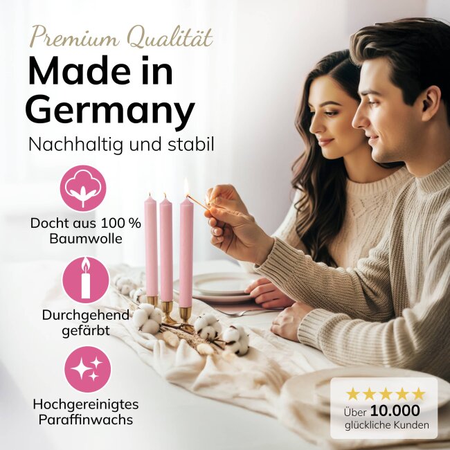 Stabkerzen pastellrosa 10 St&uuml;ck