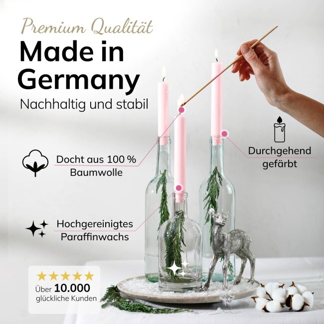 Stabkerzen pastellrosa 10 St&uuml;ck