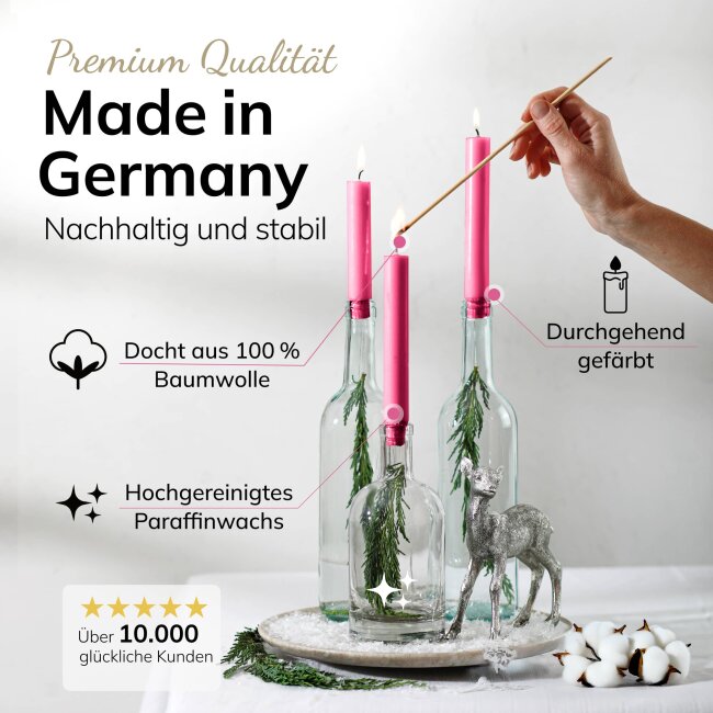 Stabkerzen pink 10 St&uuml;ck