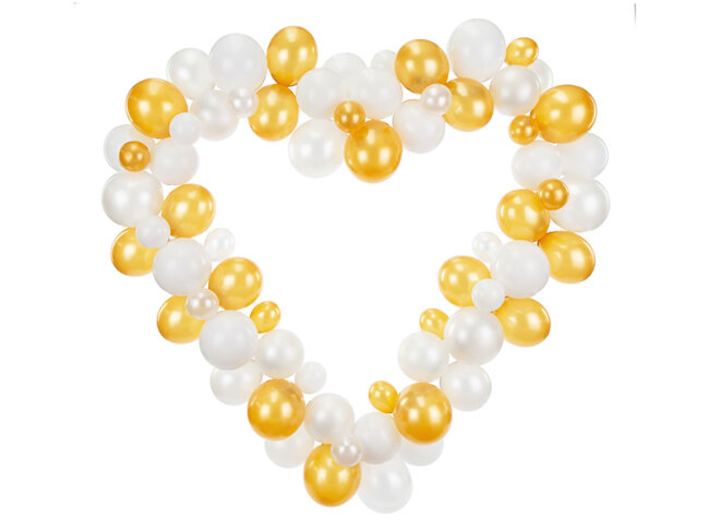 DIY Ballongirlande Herz wei&szlig; gold