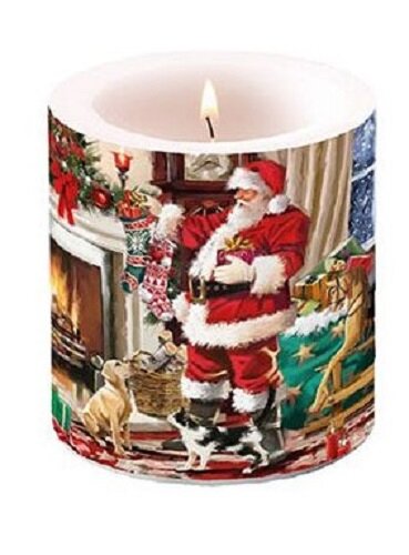 Stumpenkerze Weihnachtsmann Santa Claus at Home &Oslash; 10cm