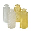 4-tlg. Set Vase gelb wei&szlig; H14cm &Oslash; 6cm