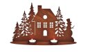 Teelichthalter Haus mit Schneemann Metall Rost
