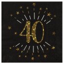 Servietten 40. Geburtstag schwarz-gold 10 Stk.