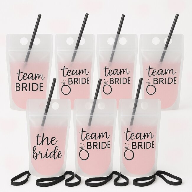 JGA Trinkbeutel Set Bride &amp; Team Bride 7 Stk.