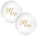 Riesenluftballons MRS &amp; MRS wei&szlig; &Oslash; 91cm