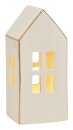 LED Deko-Haus wei&szlig; mit Goldkontur H15cm