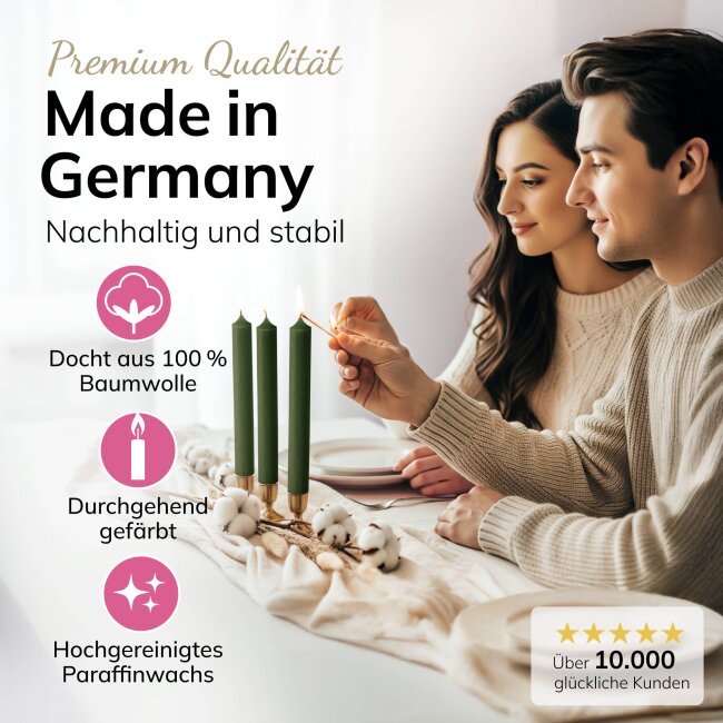 Stabkerzen olivgr&uuml;n 10 St&uuml;ck