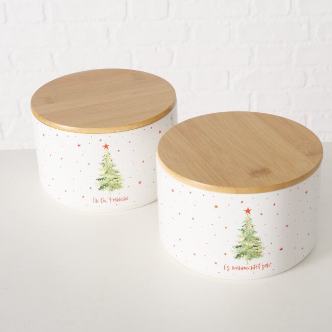 2 kleine Keksdosen &quot;Weihnachtsbaum&quot; H8cm &Oslash;10cm