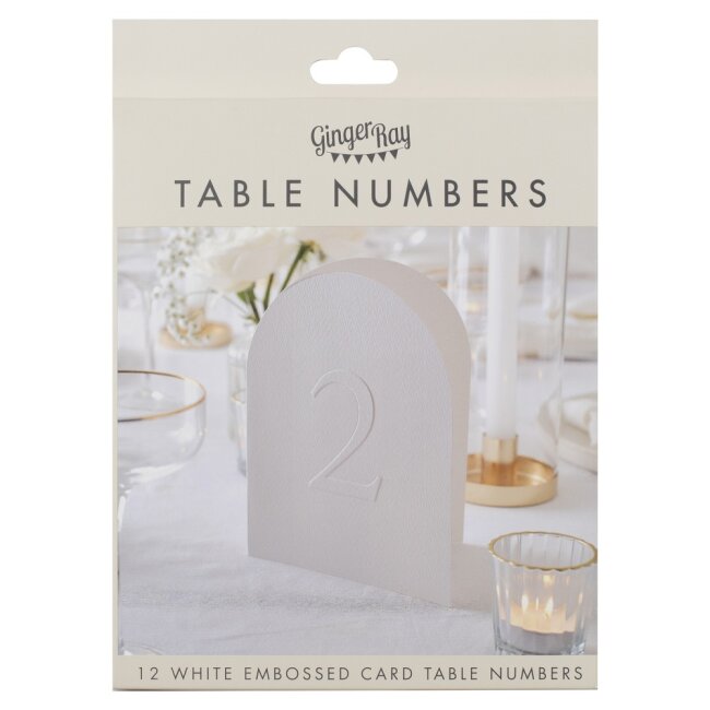 Tischnummern halbrund gepr&auml;gt 1 bis 12