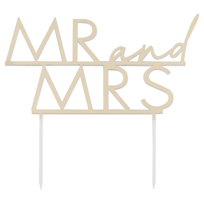 Tortenstecker Mr &amp; Mrs Acryl gold