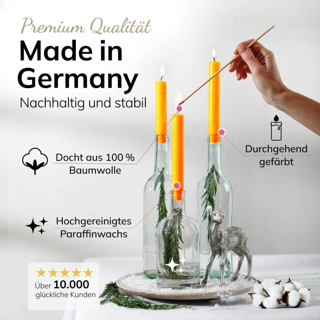Stabkerzen gelb 10 St&uuml;ck