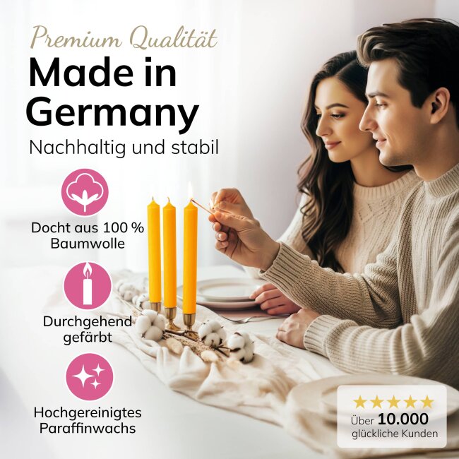 Stabkerzen gelb 10 St&uuml;ck