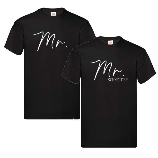 Partner T-Shirts Mr. &amp; Mr. mit Namen XXL (XX-Large) L (Large)