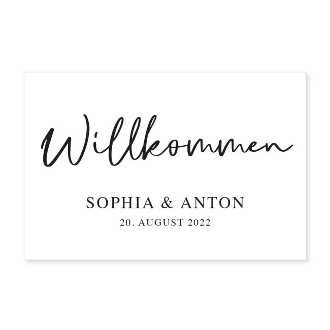 Willkommensschild Hochzeit personalisiert aus Acryl matt Willkommen schwarz