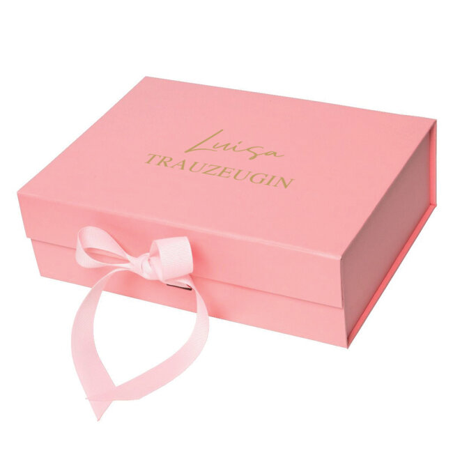 Geschenkbox rosa personalisiert Braut wei&szlig;